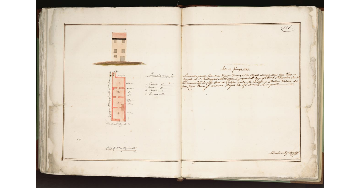 [Pianta e alzato di una casa posta in Pistoia]