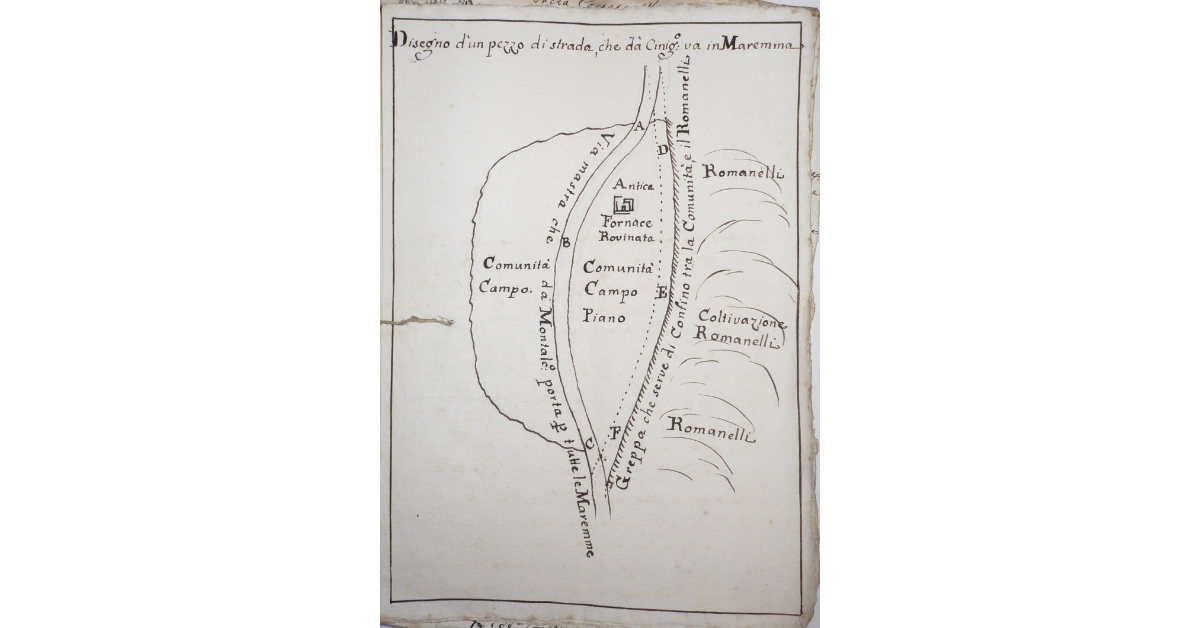 Disegno d'un pezzo di strada, che da Cinigiano va in Maremma