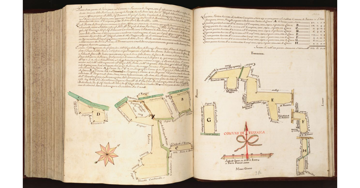 Pianta d'otto partite di terra poste nel Comune e Potesteria di Tizzana