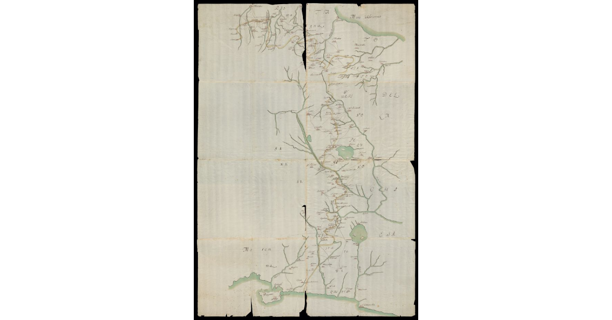 [Carta del confine tra il Granducato di Toscana e lo Stato della Chiesa dalla Romagna fino al Mar Tirreno]