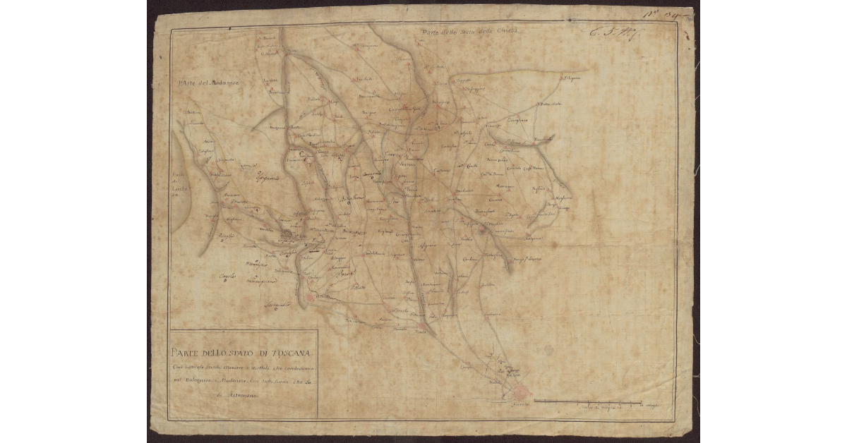 Parte dello Stato di Toscana con tutte le Strade Maestre e viottole che conduscono nel Bolognese e Modanese, con tutti fiumi che là si ritrovano