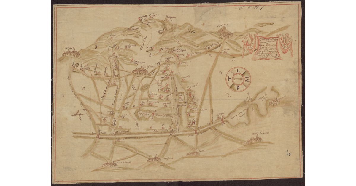 Ristretto del Territorio di Castiglione, ove i luoghi infetti dal contagio delle vaccine sono contrassegnati [con un asterisco], e i posti serrati dalle guardie sono notati [con il simbolo di un soldato]