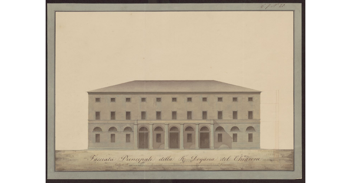 Facciata principale della R. Dogana del Chiarone