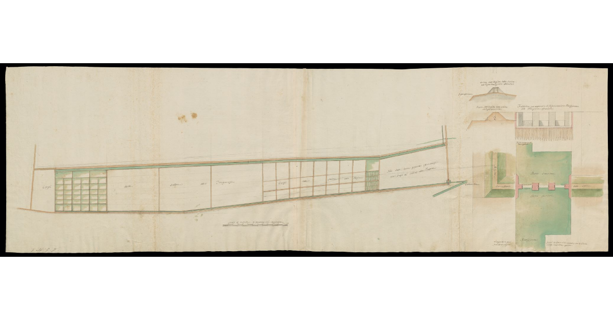 [Pianta delle saline delle Marze con i lavori da eseguire]