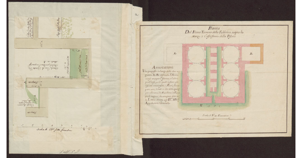 Pianta del piano terreno della Fabbrica sopra le Marze a Castiglione della Pescaia