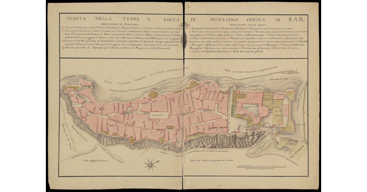 Pianta della Terra e Rocca di Pitigliano Contea di S.A.R