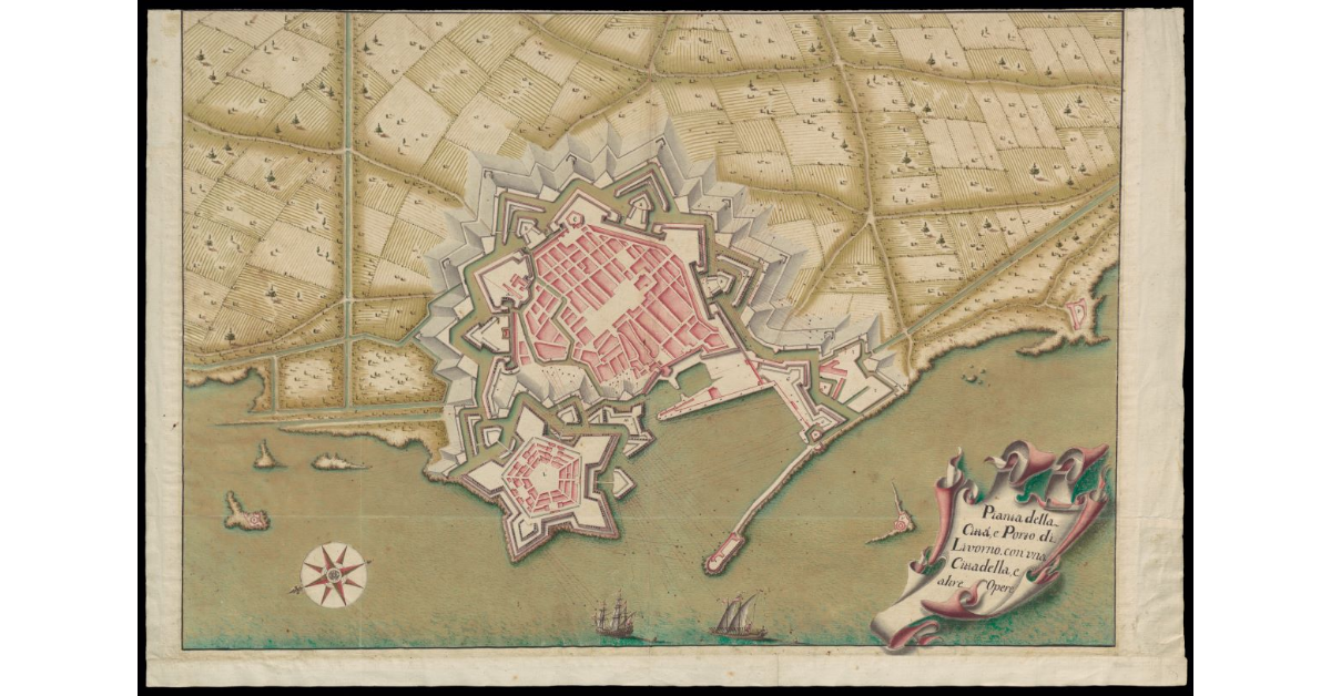 Pianta della Città e Porto di Livorno con una Cittadella e altre opere
