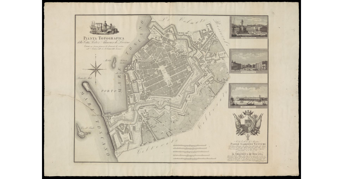 Pianta topografica della Città, Porto e adiacenze di Livorno