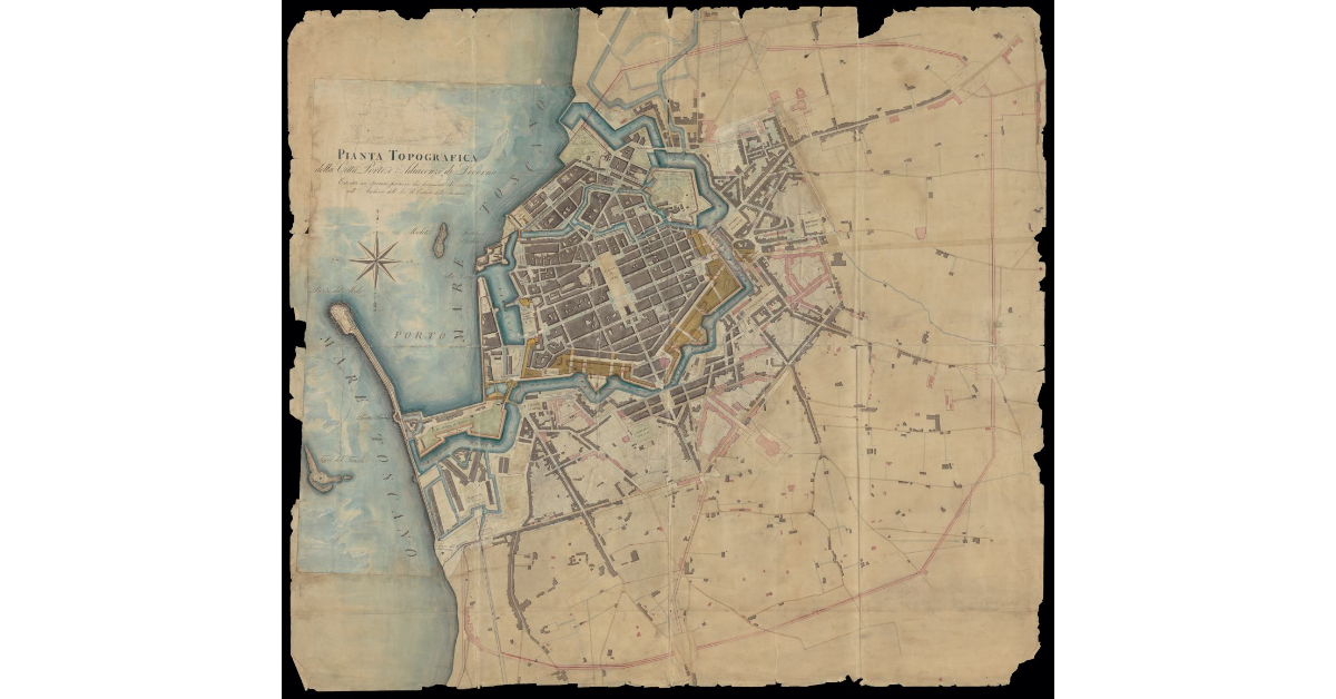 Pianta topografica della Città, Porto e adiacenze di Livorno