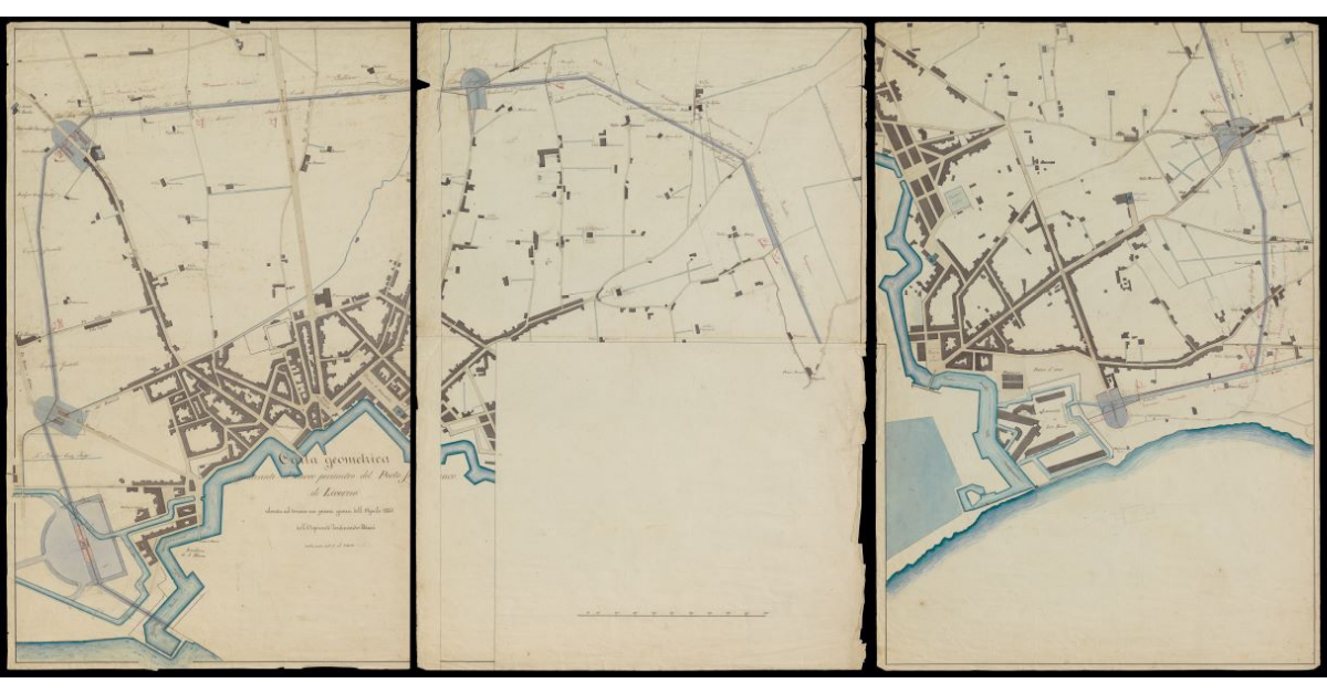 Carta geometrica indicante il nuovo perimetro del porto franco di Livorno