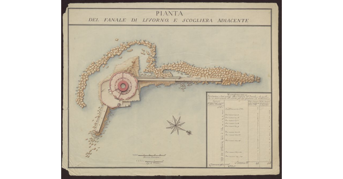 Pianta del Fanale di Livorno e scogliera adiacente