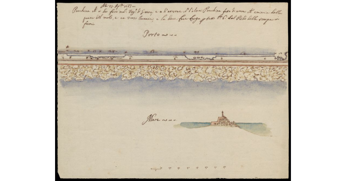 [Disegno di una panchina da costruire al porto di Livorno]