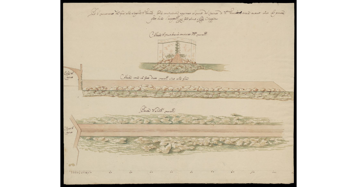 [Pianta e alzato di una scogliera da costruire al Fanale di Livorno]