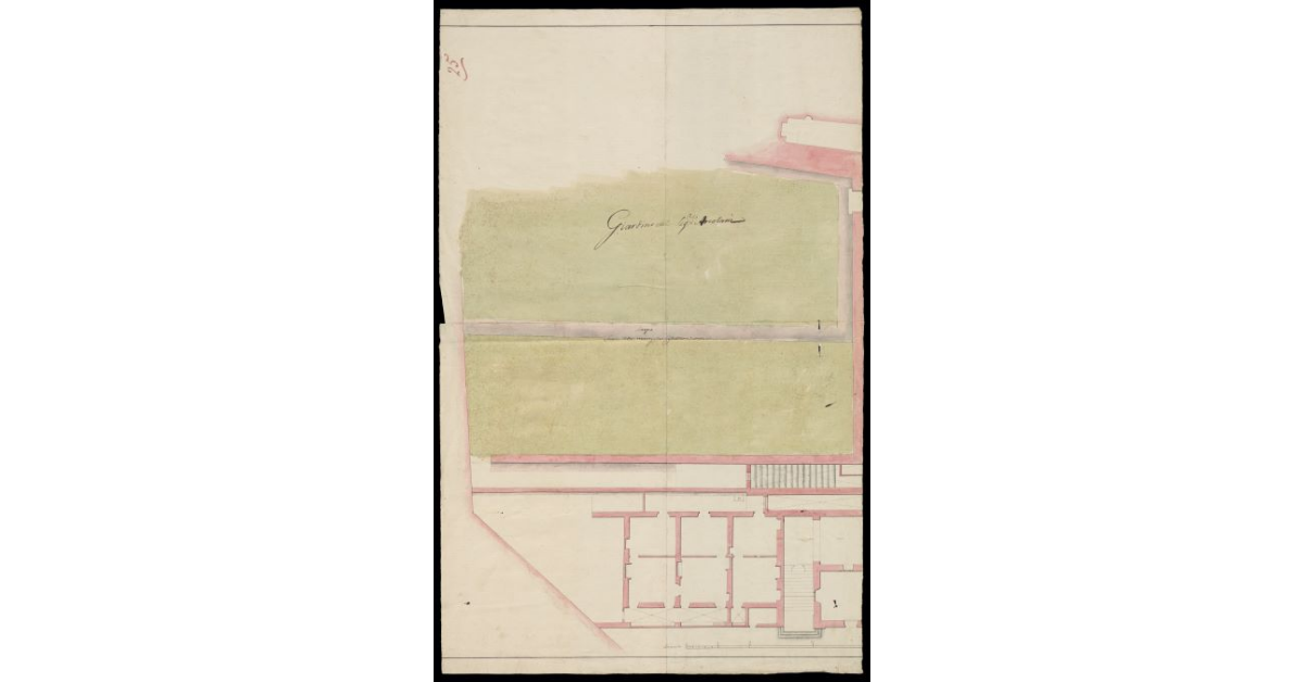 [Pianta del Magazzino dei Bottini a olio e del giardino del sig. Arcolani]