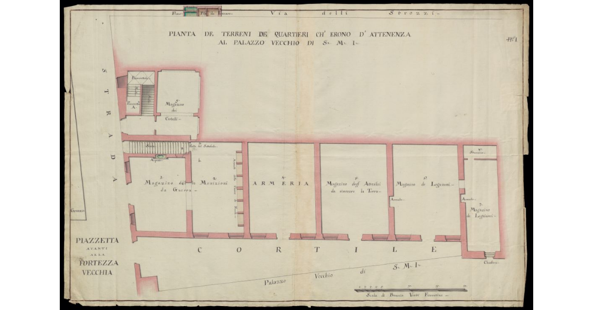 Pianta de' terreni de' quartieri che erano d'attenenza al Palazzo Vecchio di S.M.i. [in Livorno]