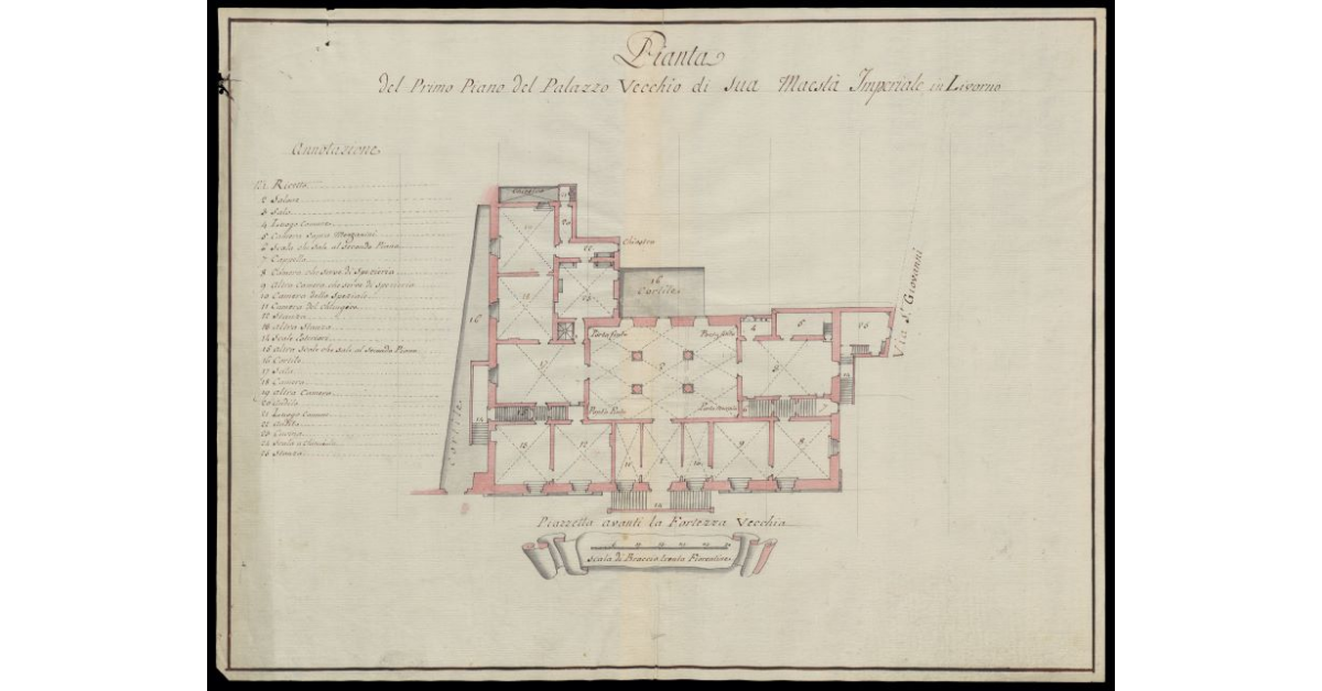 Pianta del primo piano del Palazzo Vecchio di Sua Maestà Imperiale in Livorno