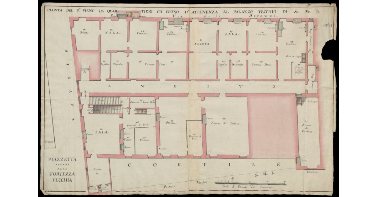 Pianta del primo piano de' quartieri ch'erano d'attenenza al Palazzo Vecchio di S.M.i. [a Livorno]