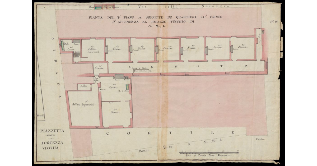 Pianta del terzo piano a soffitte de' quartieri ch'erano d'attenenza al Palazzo Vecchio di S.M.I. [a Livorno]