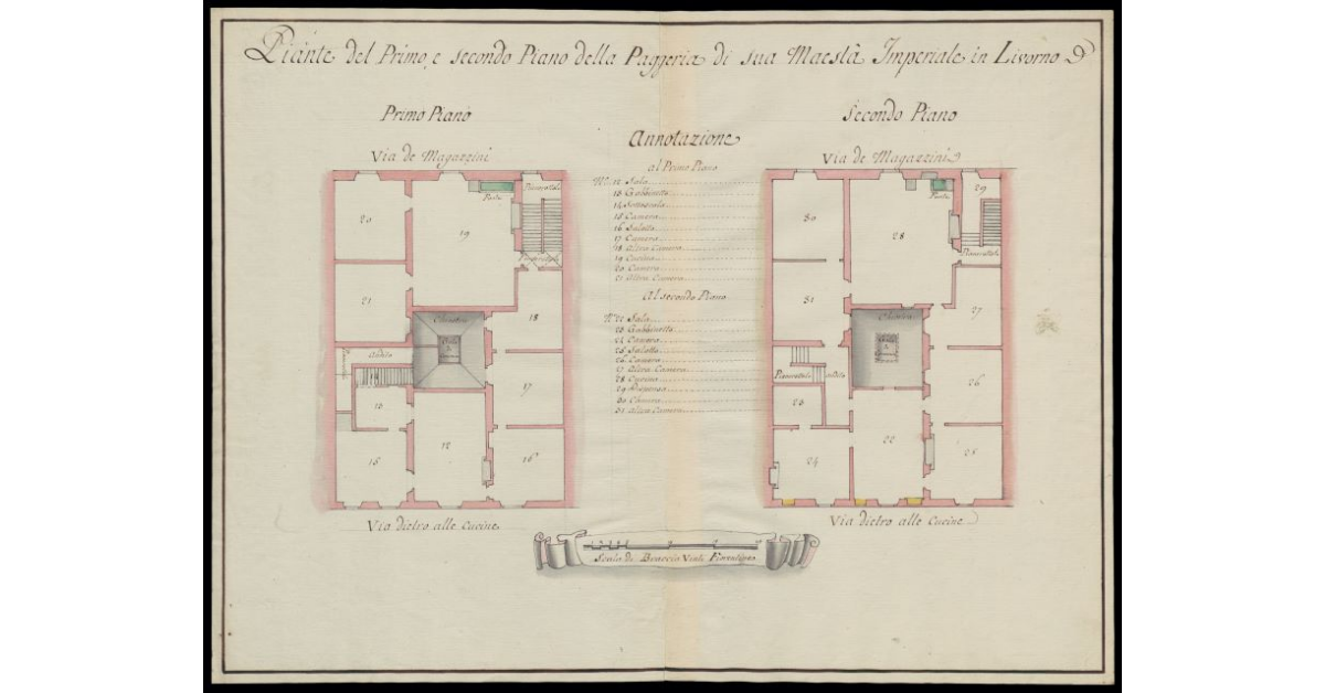 Pianta del primo e secondo piano della Paggeria di S.M.I. i Livorno