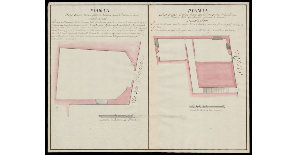 [Pianta di alcune stanze in Livorno che dipendevano dalla Fureria della Guardaroba Generale]