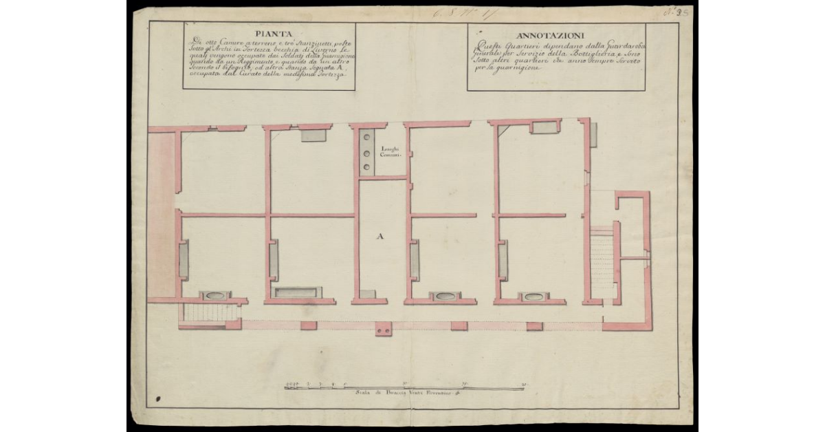 [Pianta di alcune stanze in Fortezza vecchia a Livorno]