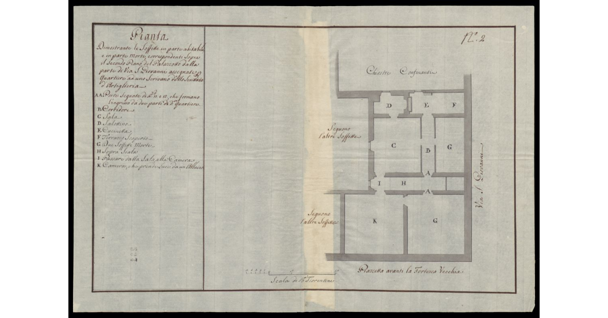 Pianta dimostrante le soffitte [...] del Palazzotto dalla parte di Via S. Giovanni [a Livorno]
