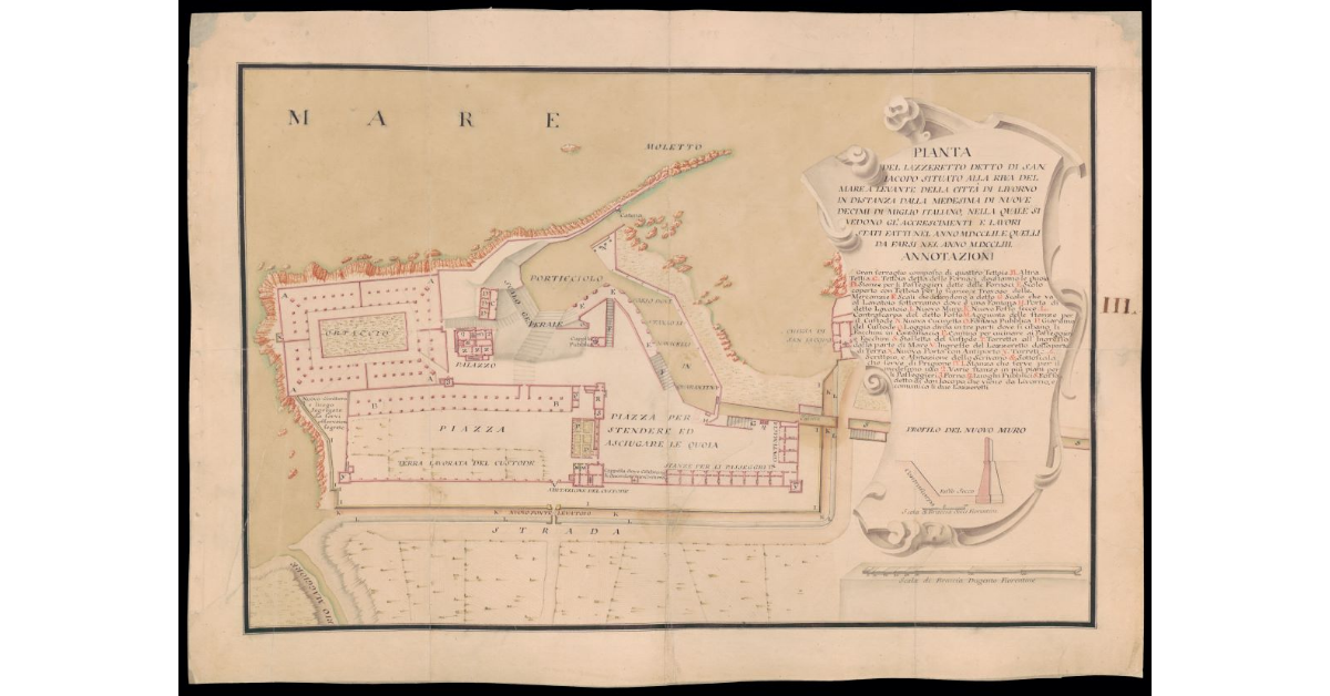 Pianta del Lazzeretto detto di San Jacopo situato alla riva del mare a Levante della Città di Livorno