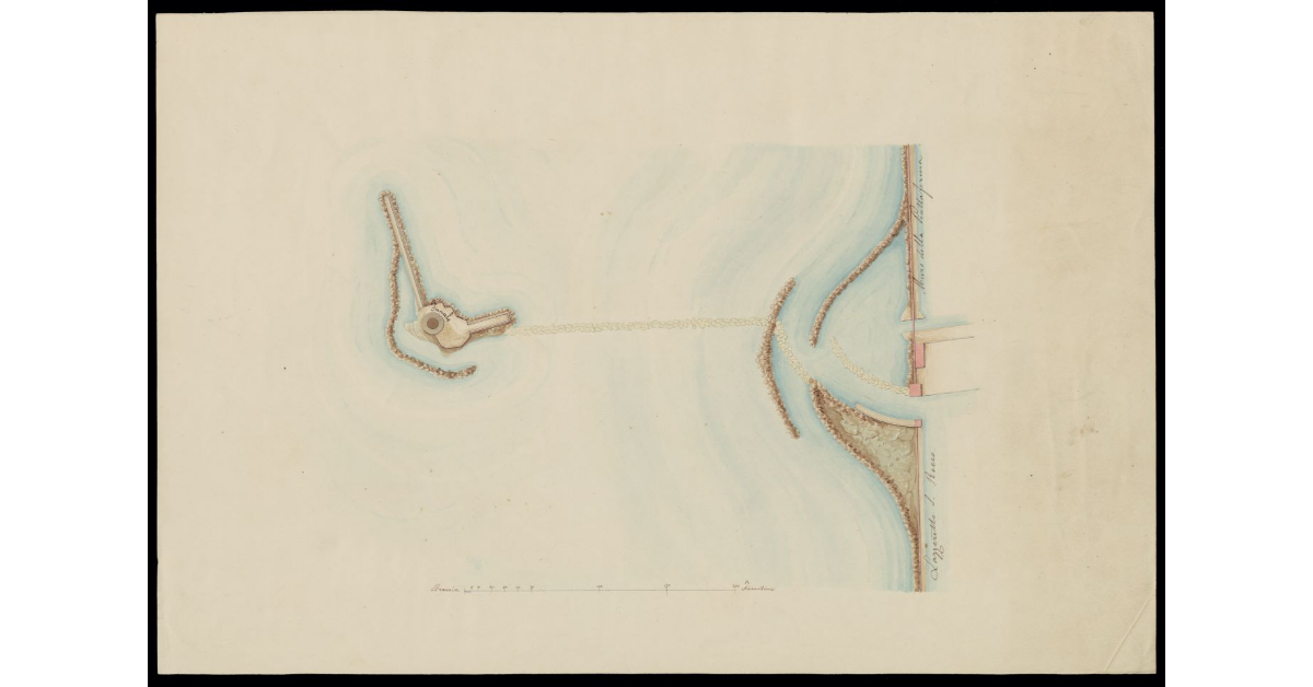 [Pianta dell'area tra il Lazzereto di S. Rocco e la Torre del Fanale a Livorno con lavori fatti alle scogliere]