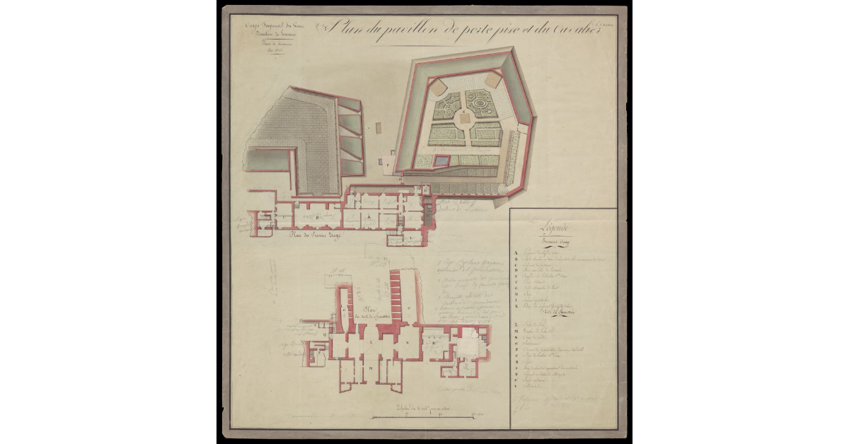 Plan du padillon de porte pise et du Cavalier S.t Cosme
