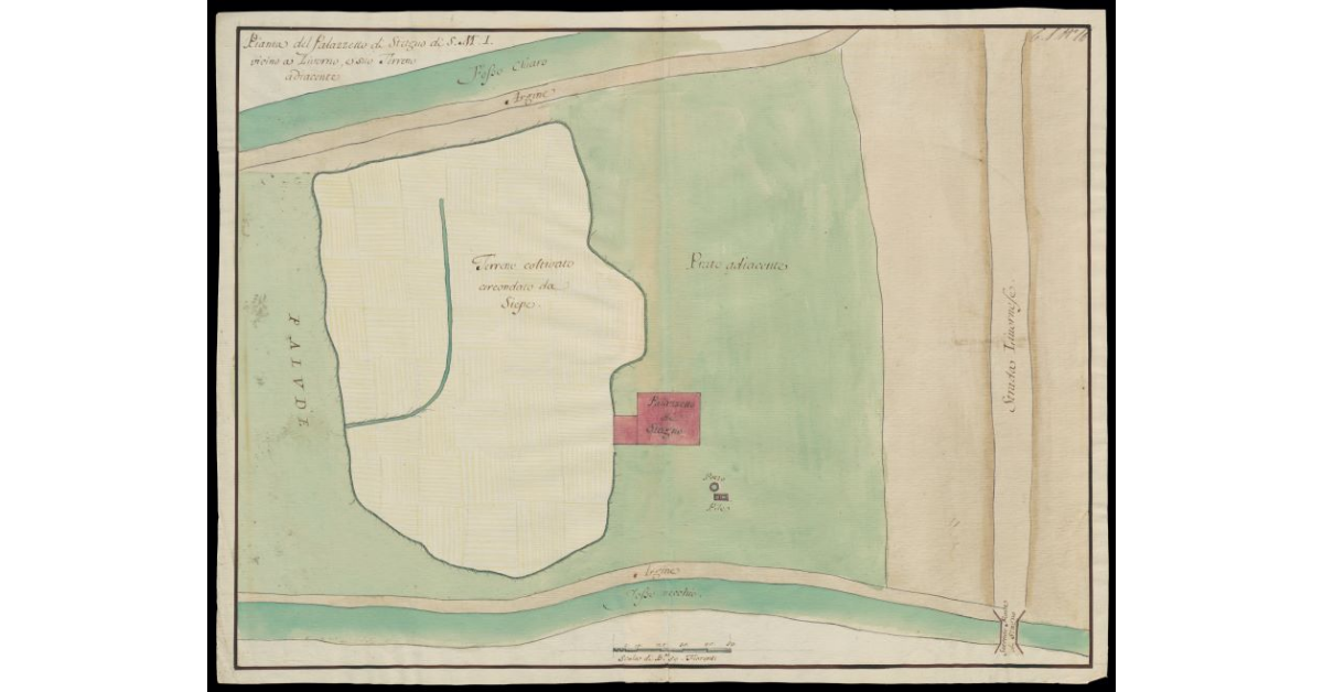 Pianta del Palazzetto di Stagno di S.M.I. vicino a Livorno, e suo terreno adiacente coltivato
