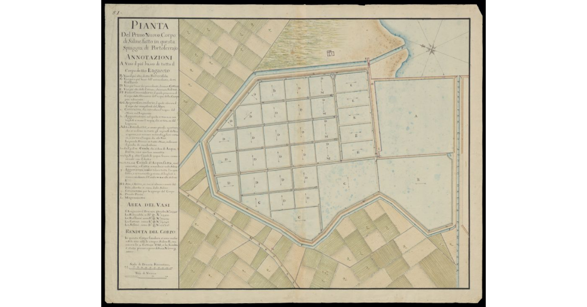 Pianta del primo nuovo corso di Saline fatto in questa Spiaggia di Portoferraio