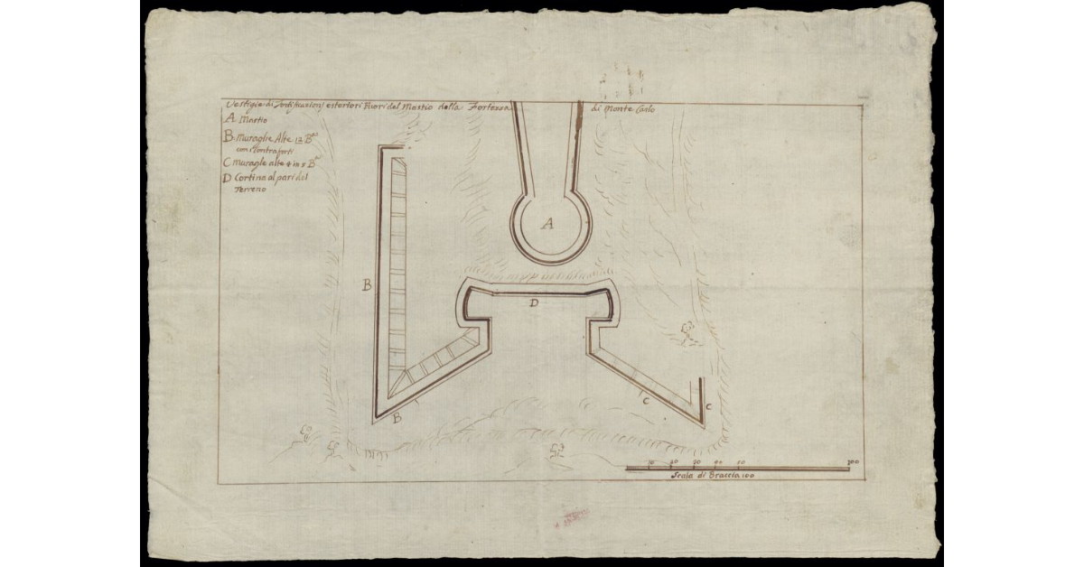 Viestigie di fortificazioni esteriori fuori del Mastio della Fortezza di Montecarlo