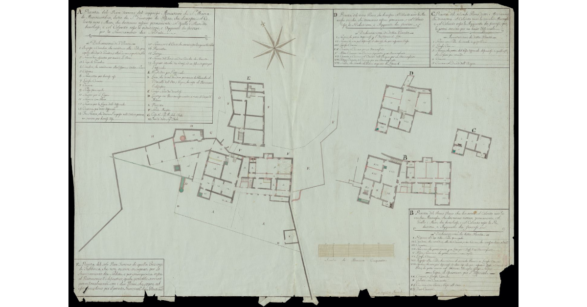 [Piante di diversi piani] del soppresso Monastero di S. Maria di Misericordia detto di S. Giuseppe di Pescia