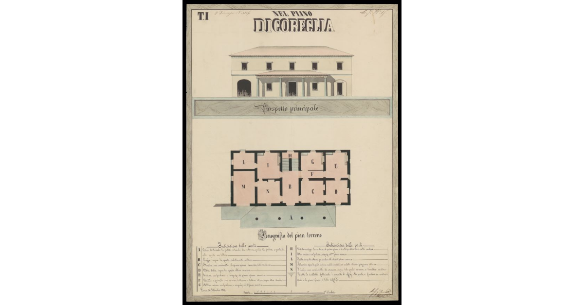 [Prospetto principale e pianta del piano terreno della Dogana] nel Piano di Coreglia