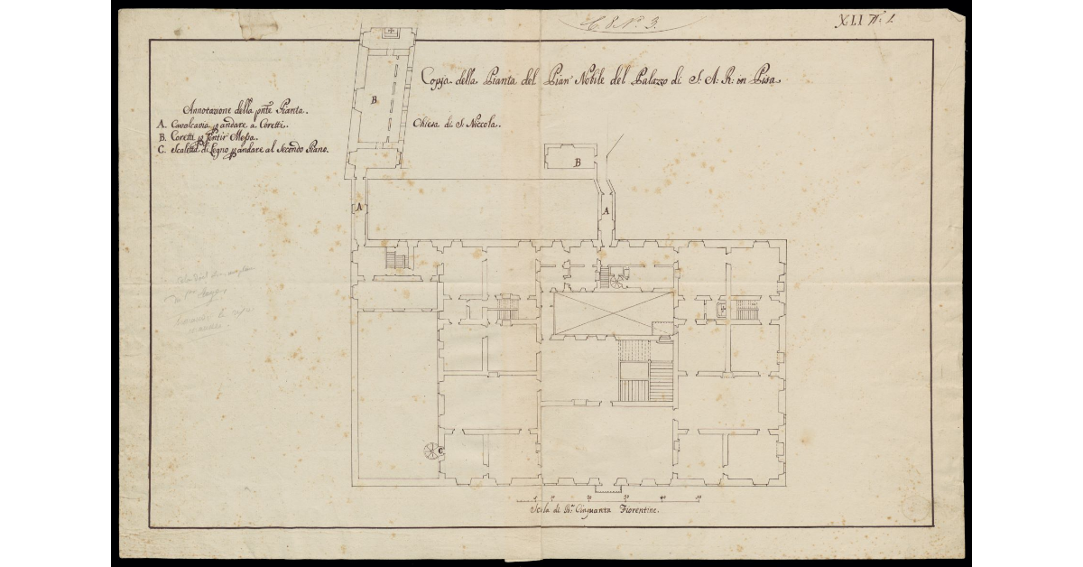 Copia della pianta del pian nobile del Palazzo di S.A.R. in Pisa