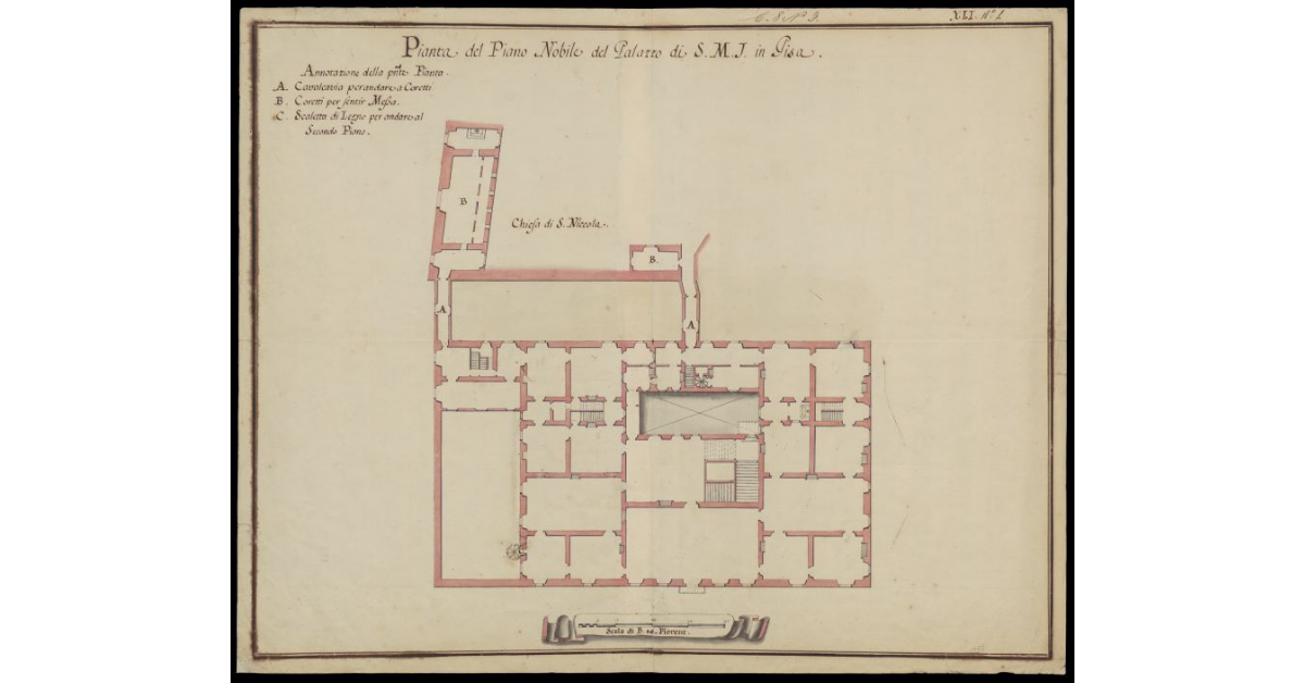Pianta del Piano Nobile del Palazzo di S.M.I. in Pisa