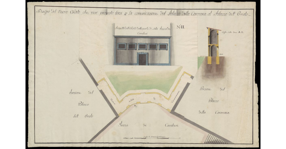 Disegno del nuovo andito che vien proposto farsi per la comunicazione dal Palazzo della Carovana al Palazzo dell'Oriolo. N. II