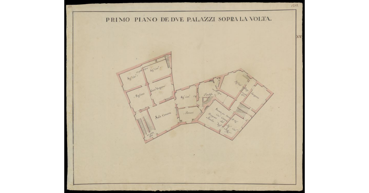 Primo piano de due Palazzi sopra la volta [dei Cavalieri di S. Stefano a Pisa]