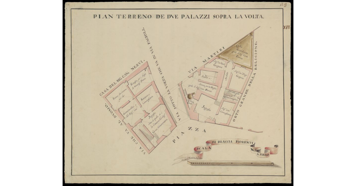 Pian terreno de due Palazzi sopra la volta [dei Cavalieri di S. Stefano a Pisa]