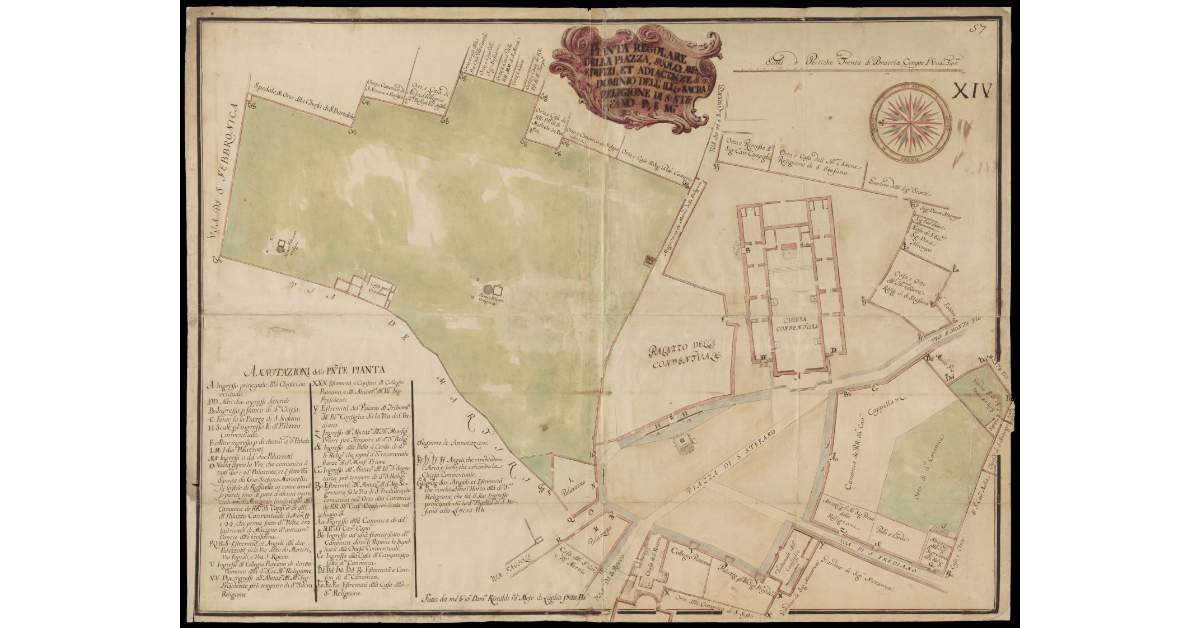 Pianta regolare della Piazza, suolo, area, edifizi, et adiacenze di dominio dell'Ill. e Sacra Religione di S. Stefano P. e M. [a Pisa]