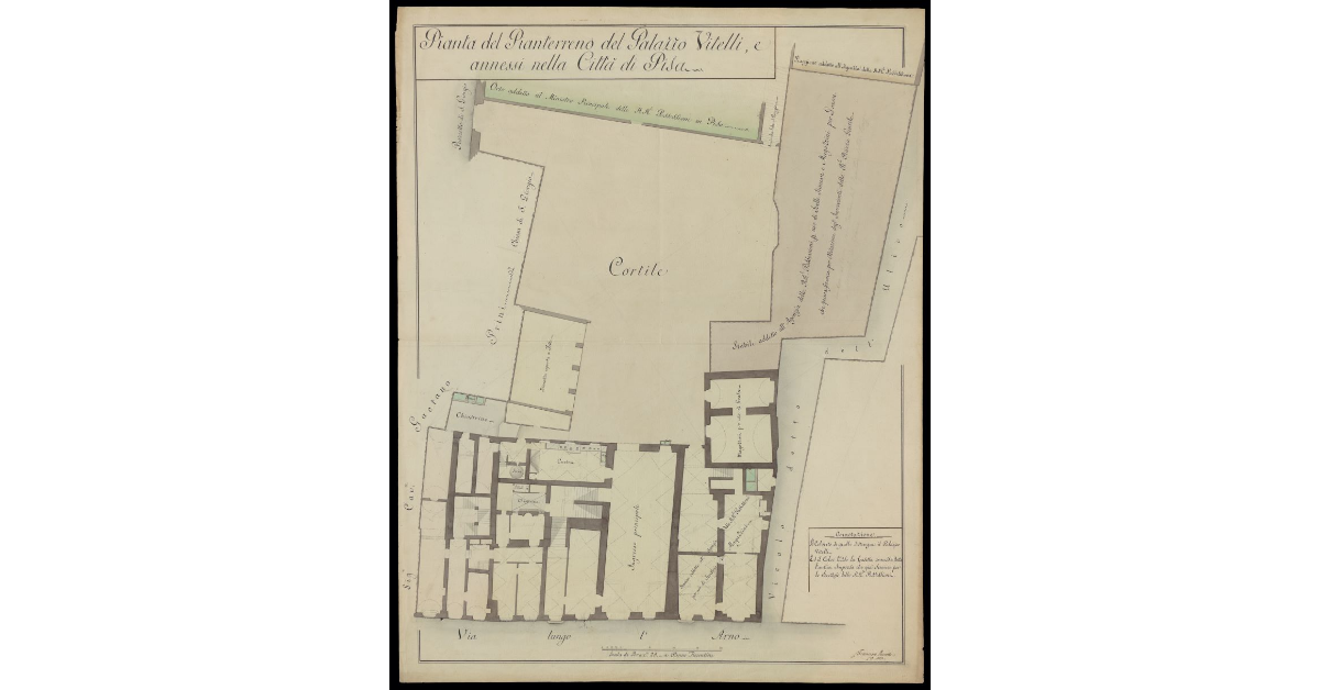 Pianta del pian terreno del Palazzo Vitelli, e annessi nella Città di Pisa