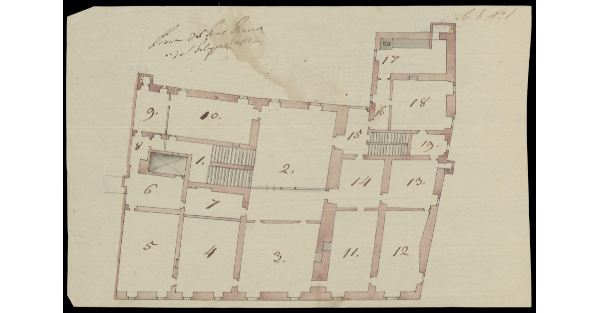 Pianta del primo piano del Palazzo Vitelli [di Pisa]