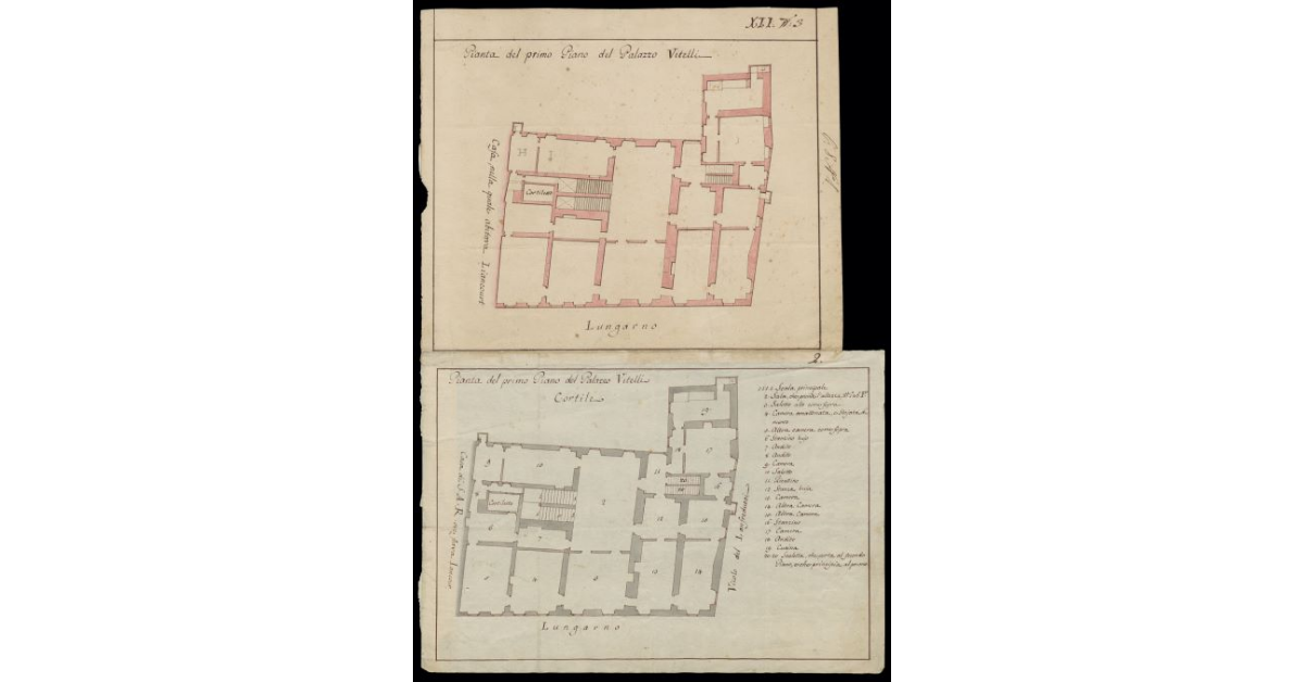 [Piante] del primo piano del Palazzo Vitelli [di Pisa]