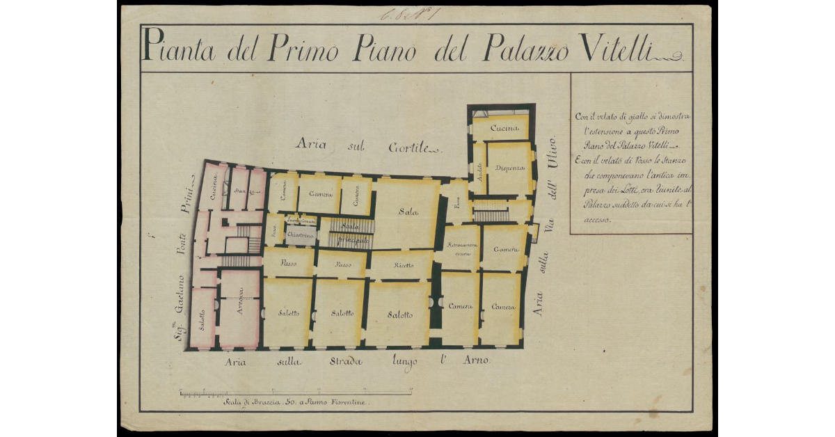 Pianta del primo piano del Palazzo Vitelli [di Pisa]