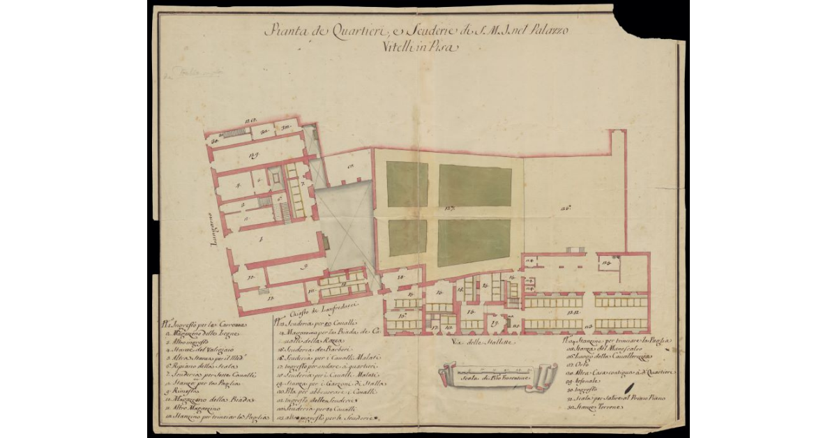 Pianta de quartieri e scuderie di S.M.I. nel Palazzo Vitelli in Pisa