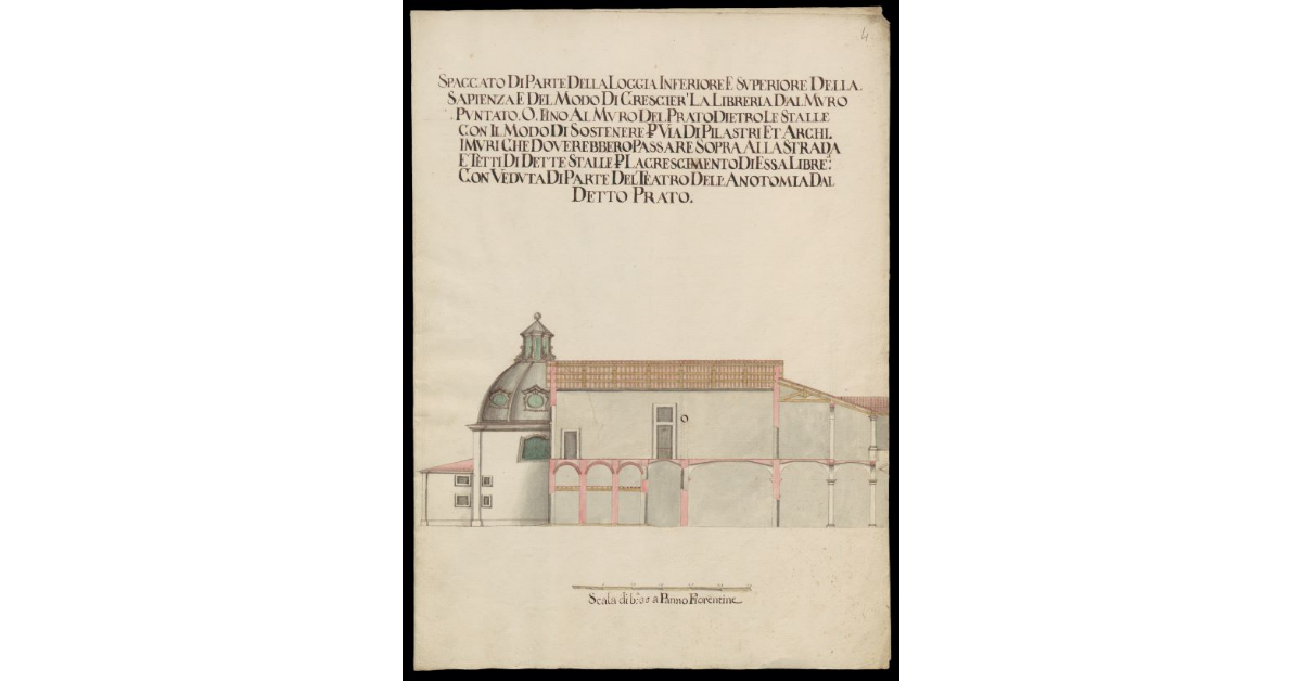 Spaccato di parte della loggia inferiore e superiore della Sapienza [di Pisa]