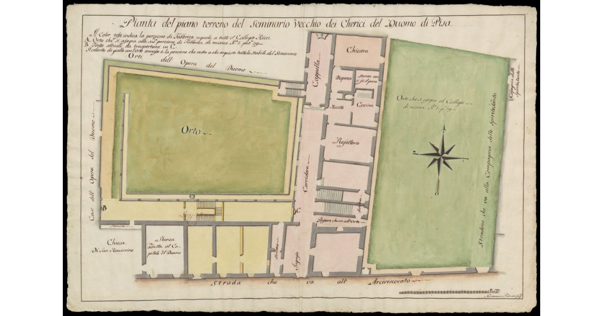 Pianta del piano terreno del Seminario vecchio dei Cherici del Duomo di Pisa