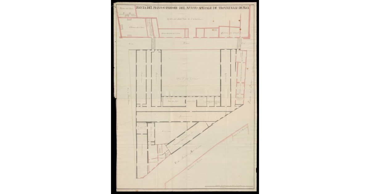 Pianta del piano superiore del nuovo Spedale de' Trovatelli di Pisa