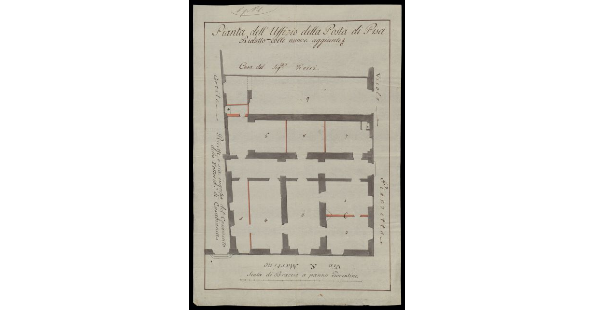 Pianta dell'Uffizio della Posta di Pisa ridotto colle nuove aggiunte
