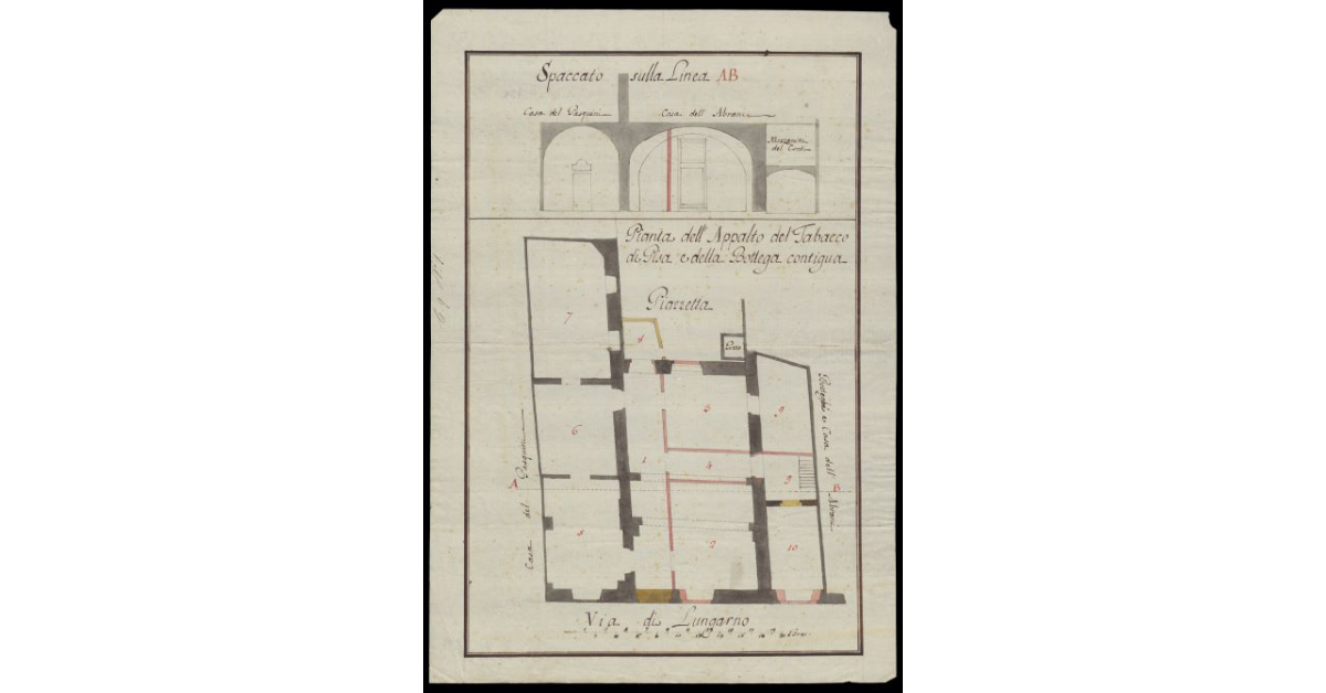 Pianta dell'Appalto del tabacco di Pisa e della bottega contigua
